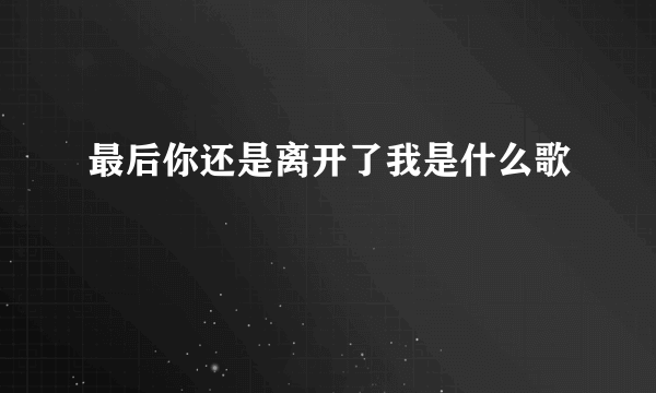 最后你还是离开了我是什么歌