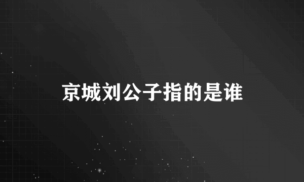 京城刘公子指的是谁