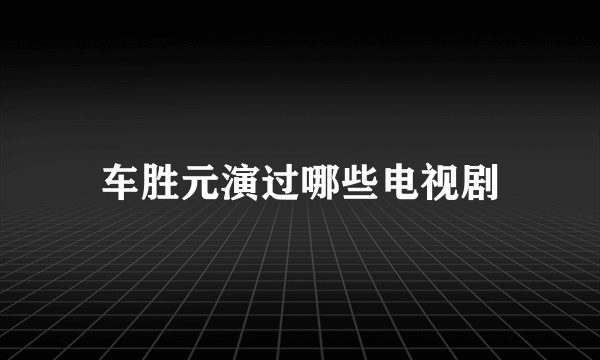 车胜元演过哪些电视剧