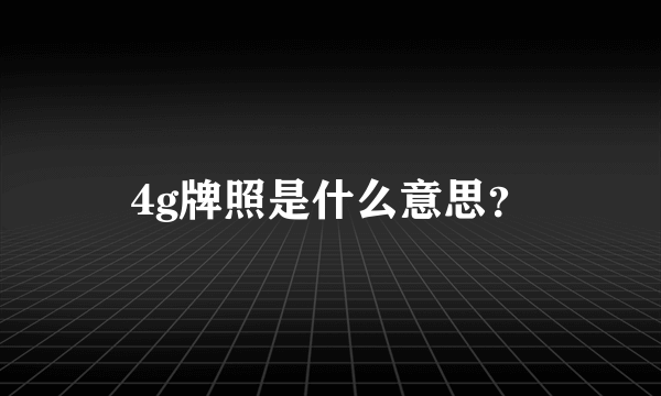 4g牌照是什么意思？