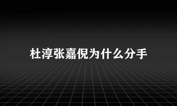 杜淳张嘉倪为什么分手