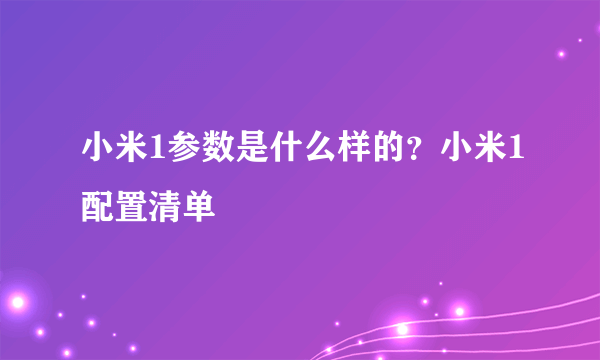 小米1参数是什么样的？小米1配置清单