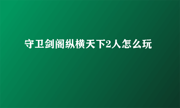 守卫剑阁纵横天下2人怎么玩