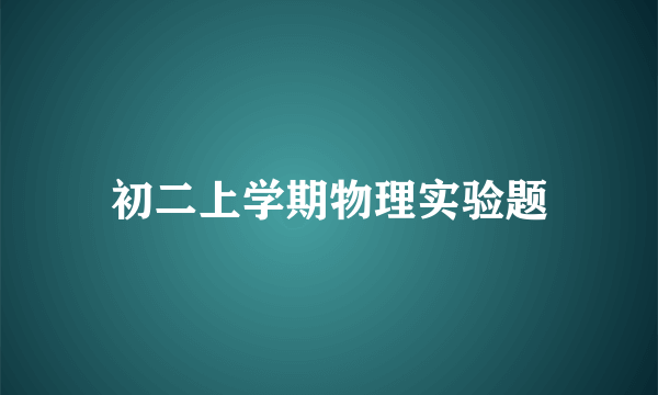 初二上学期物理实验题