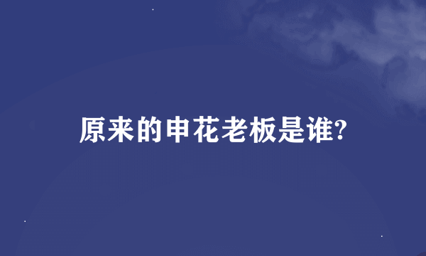 原来的申花老板是谁?