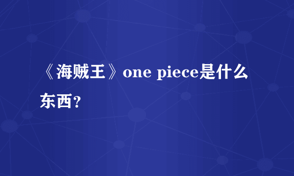 《海贼王》one piece是什么东西？