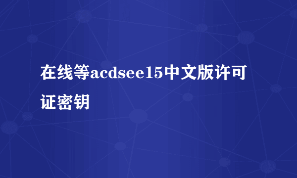 在线等acdsee15中文版许可证密钥