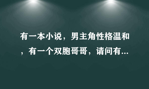 有一本小说，男主角性格温和，有一个双胞哥哥，请问有哪些小说是？