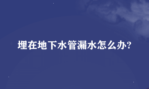 埋在地下水管漏水怎么办?