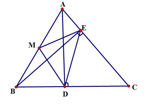 已知：如图，在三角形ABC中，AD垂直于BC,垂足为D,BE垂直于AC，垂足为点E，M为AB边中点