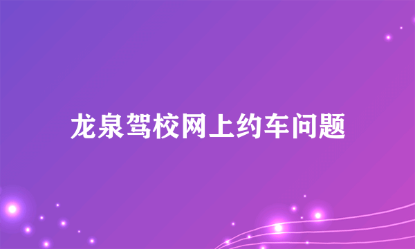 龙泉驾校网上约车问题