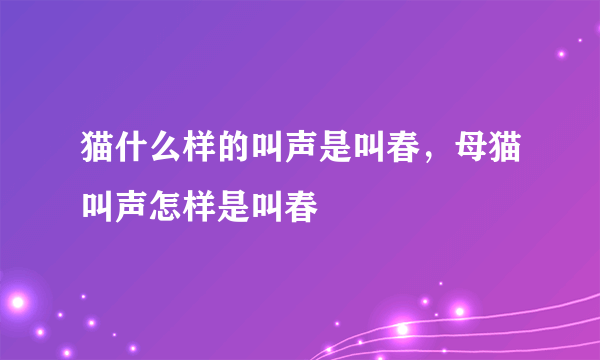 猫什么样的叫声是叫春，母猫叫声怎样是叫春