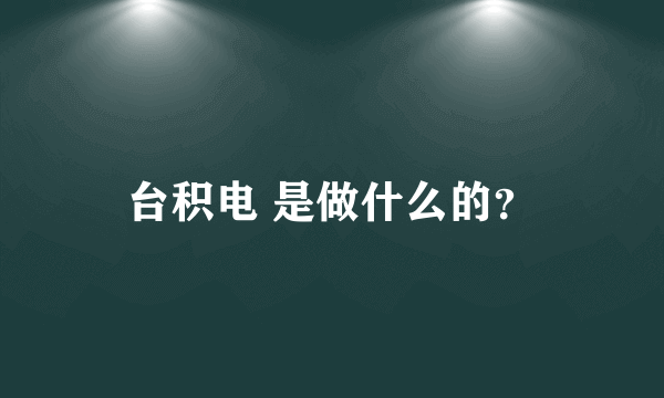 台积电 是做什么的？