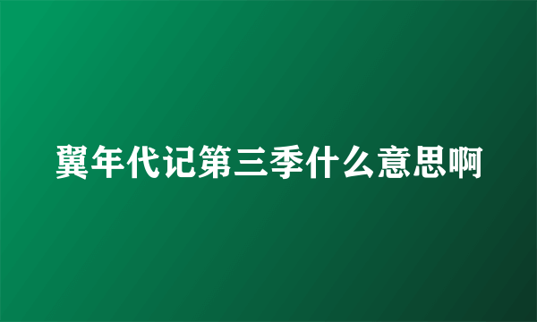 翼年代记第三季什么意思啊