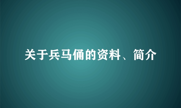 关于兵马俑的资料、简介