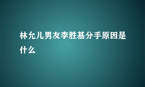 林允儿男友李胜基分手原因是什么