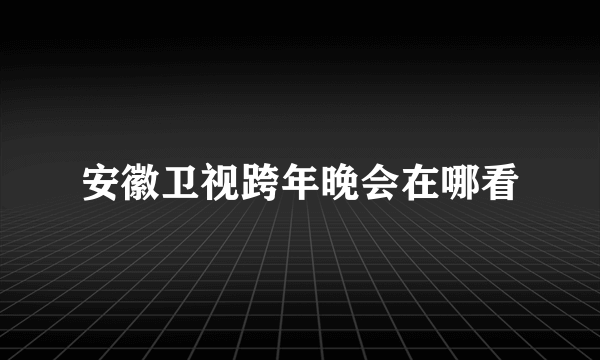 安徽卫视跨年晚会在哪看