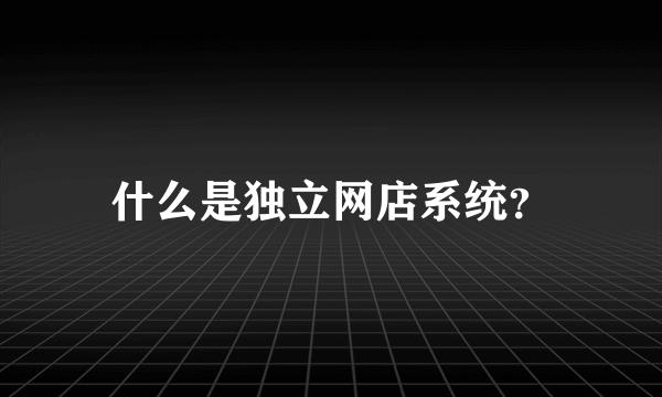 什么是独立网店系统？