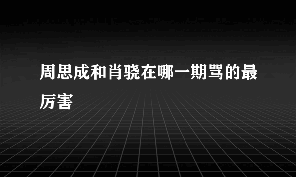 周思成和肖骁在哪一期骂的最厉害