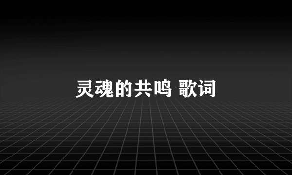 灵魂的共鸣 歌词