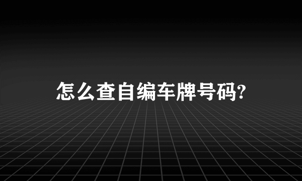 怎么查自编车牌号码?