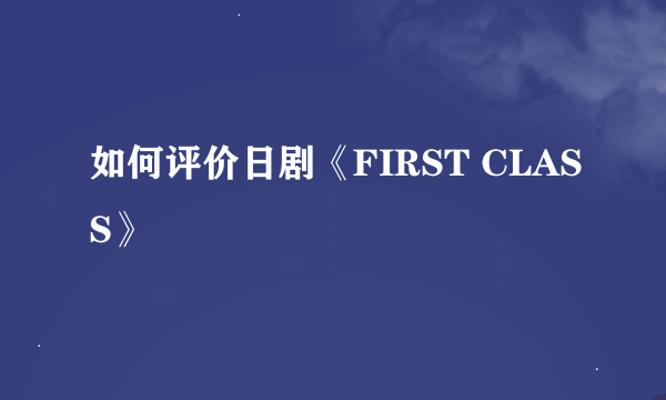 如何评价日剧《FIRST CLASS》