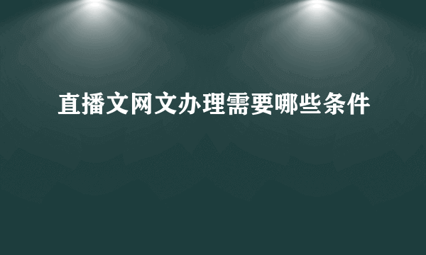 直播文网文办理需要哪些条件