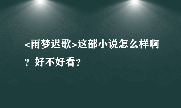 <雨梦迟歌>这部小说怎么样啊？好不好看？