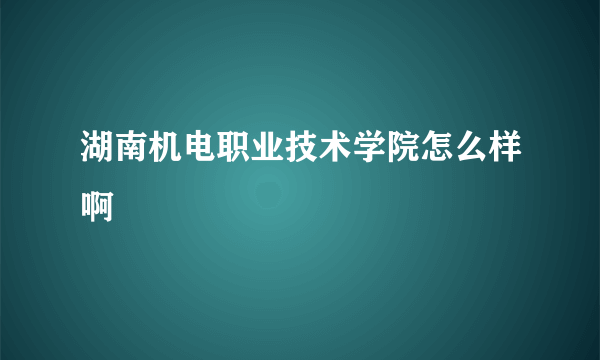 湖南机电职业技术学院怎么样啊