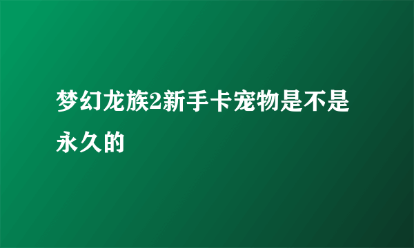 梦幻龙族2新手卡宠物是不是永久的