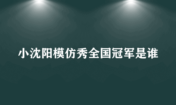 小沈阳模仿秀全国冠军是谁