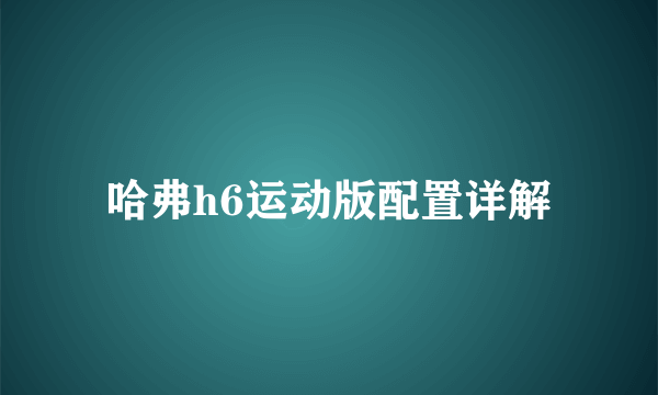 哈弗h6运动版配置详解