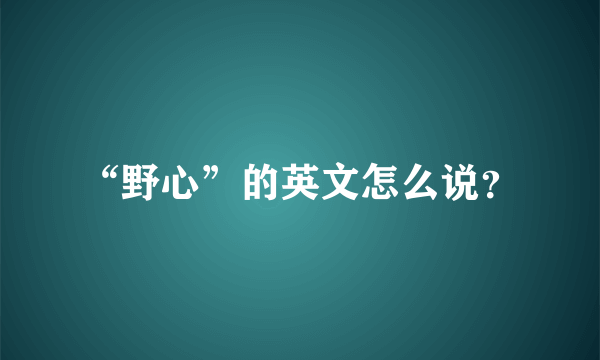 “野心”的英文怎么说？