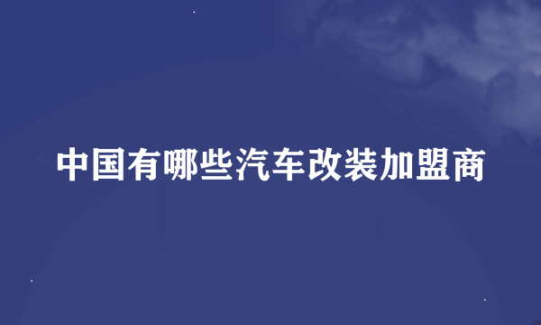 中国有哪些汽车改装加盟商