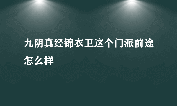 九阴真经锦衣卫这个门派前途怎么样