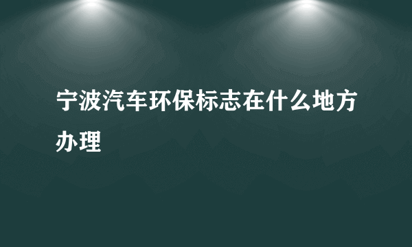 宁波汽车环保标志在什么地方办理