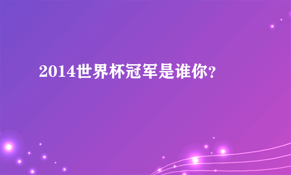 2014世界杯冠军是谁你？