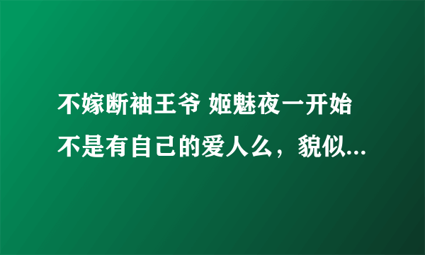 不嫁断袖王爷 姬魅夜一开始不是有自己的爱人么，貌似叫兮， 怎么后来喜欢路乐乐了啊，