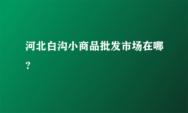 河北白沟小商品批发市场在哪？