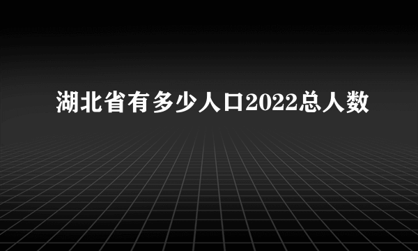 湖北省有多少人口2022总人数