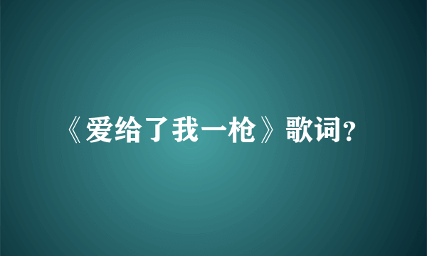 《爱给了我一枪》歌词？