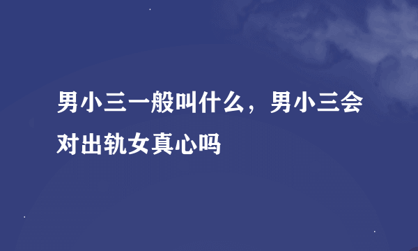 男小三一般叫什么，男小三会对出轨女真心吗