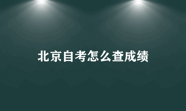 北京自考怎么查成绩