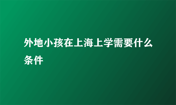 外地小孩在上海上学需要什么条件