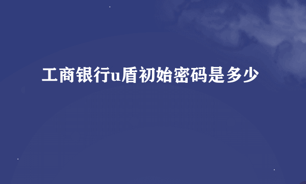 工商银行u盾初始密码是多少