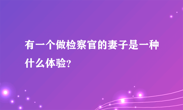 有一个做检察官的妻子是一种什么体验？