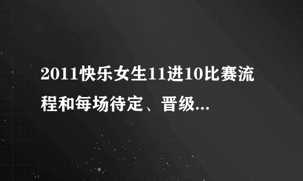 2011快乐女生11进10比赛流程和每场待定、晋级选手名单