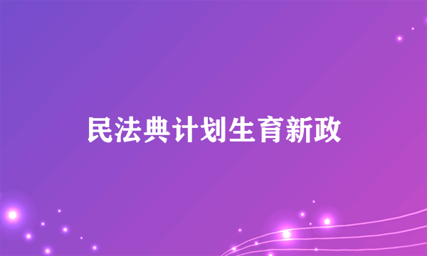 民法典计划生育新政