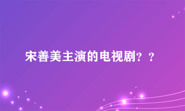 宋善美主演的电视剧？？