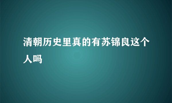 清朝历史里真的有苏锦良这个人吗